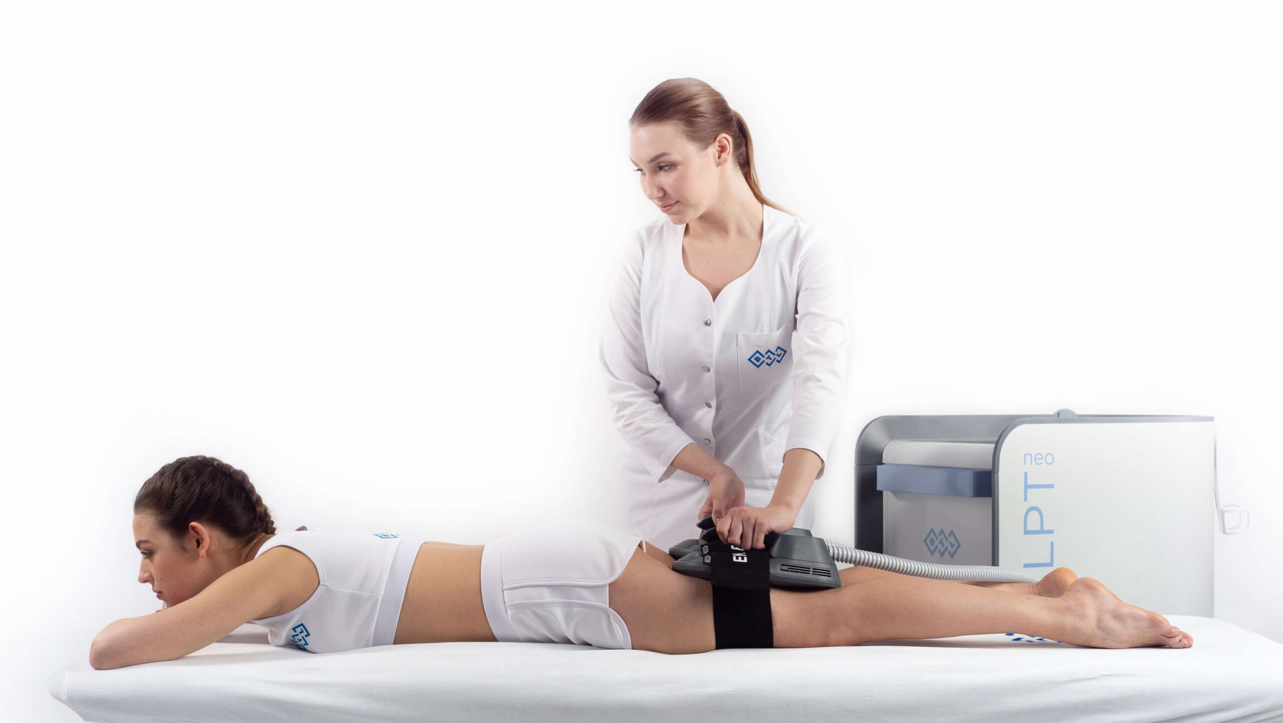 Male patient laying down during acupuncture and acutrigger therapy.